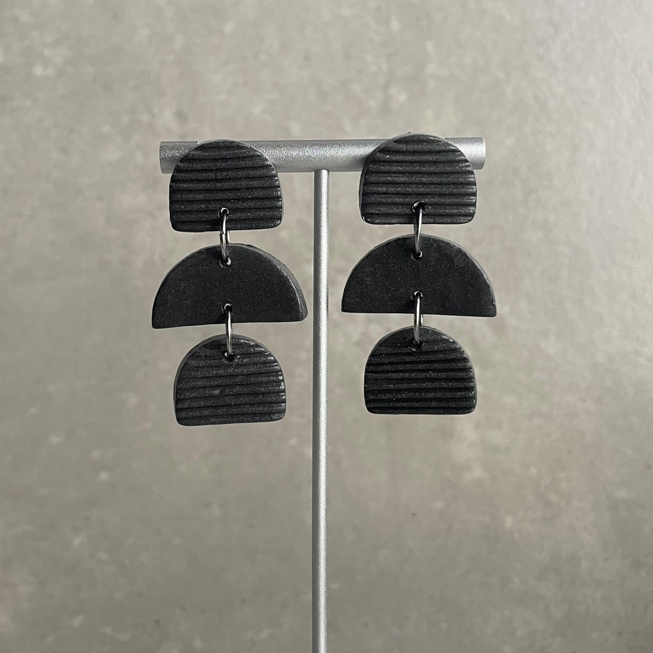 Boucles d'oreilles | Lune | Noir