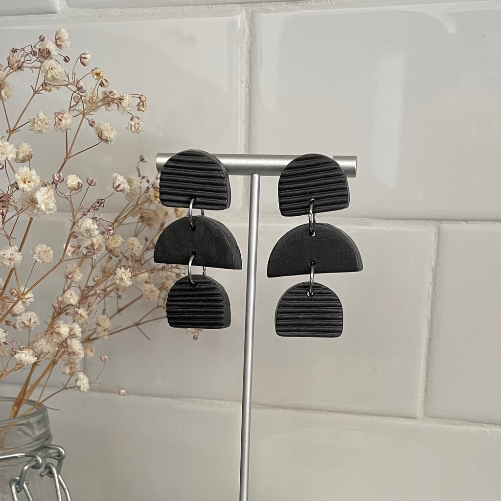 Boucles d'oreilles | Lune | Noir