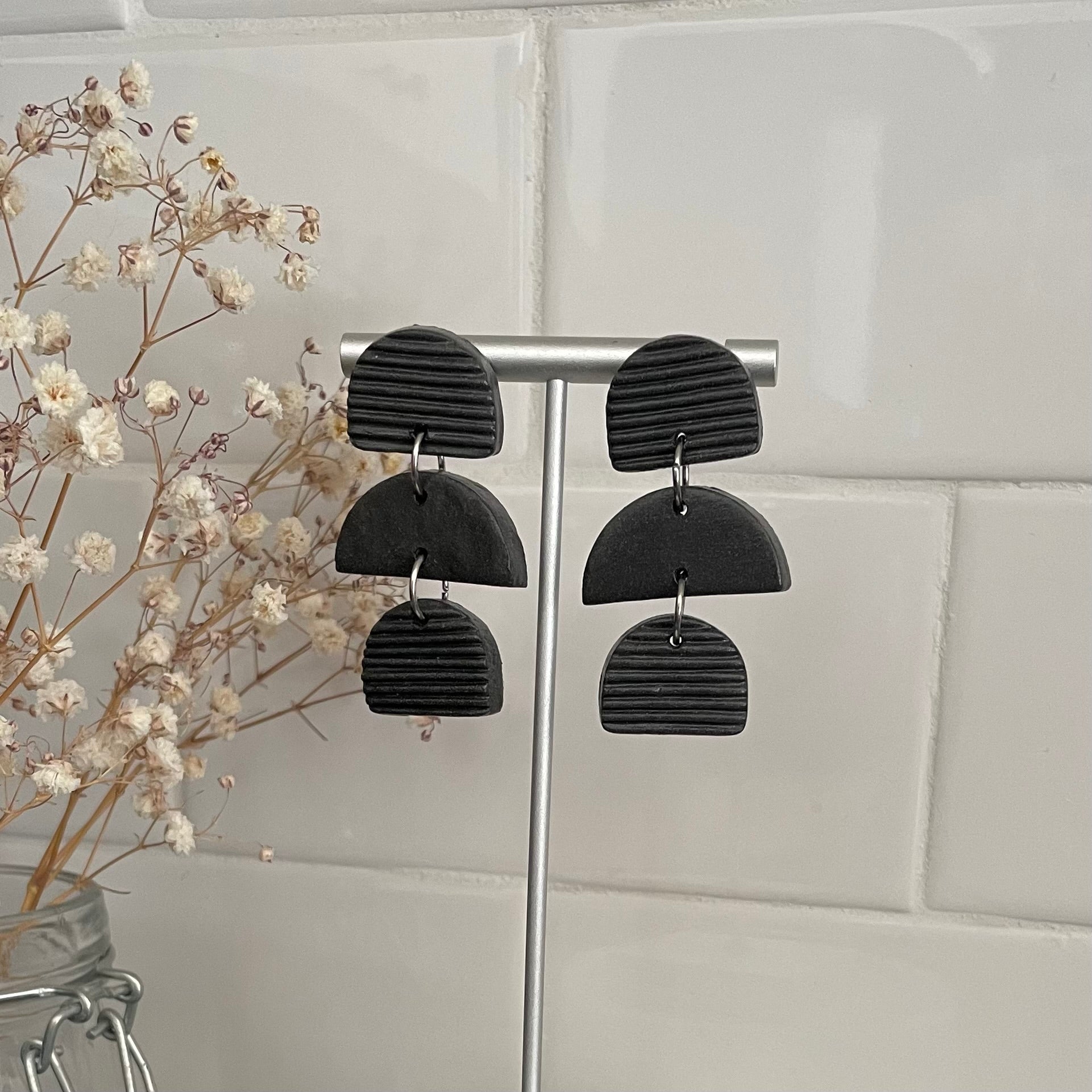 Boucles d'oreilles | Lune | Noir