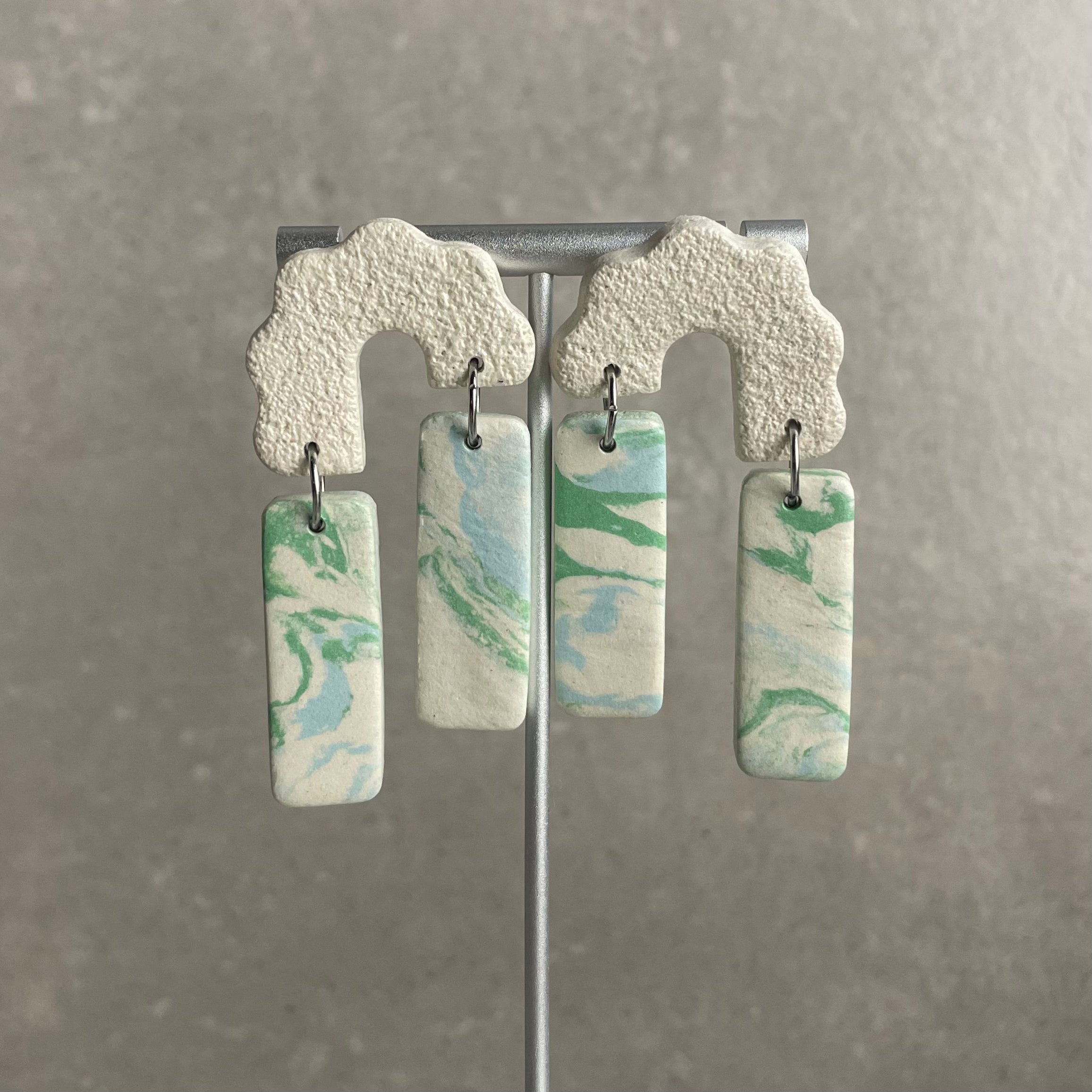 Boucles d'oreilles | Billie | Blanc ivoire et Vert Bleu