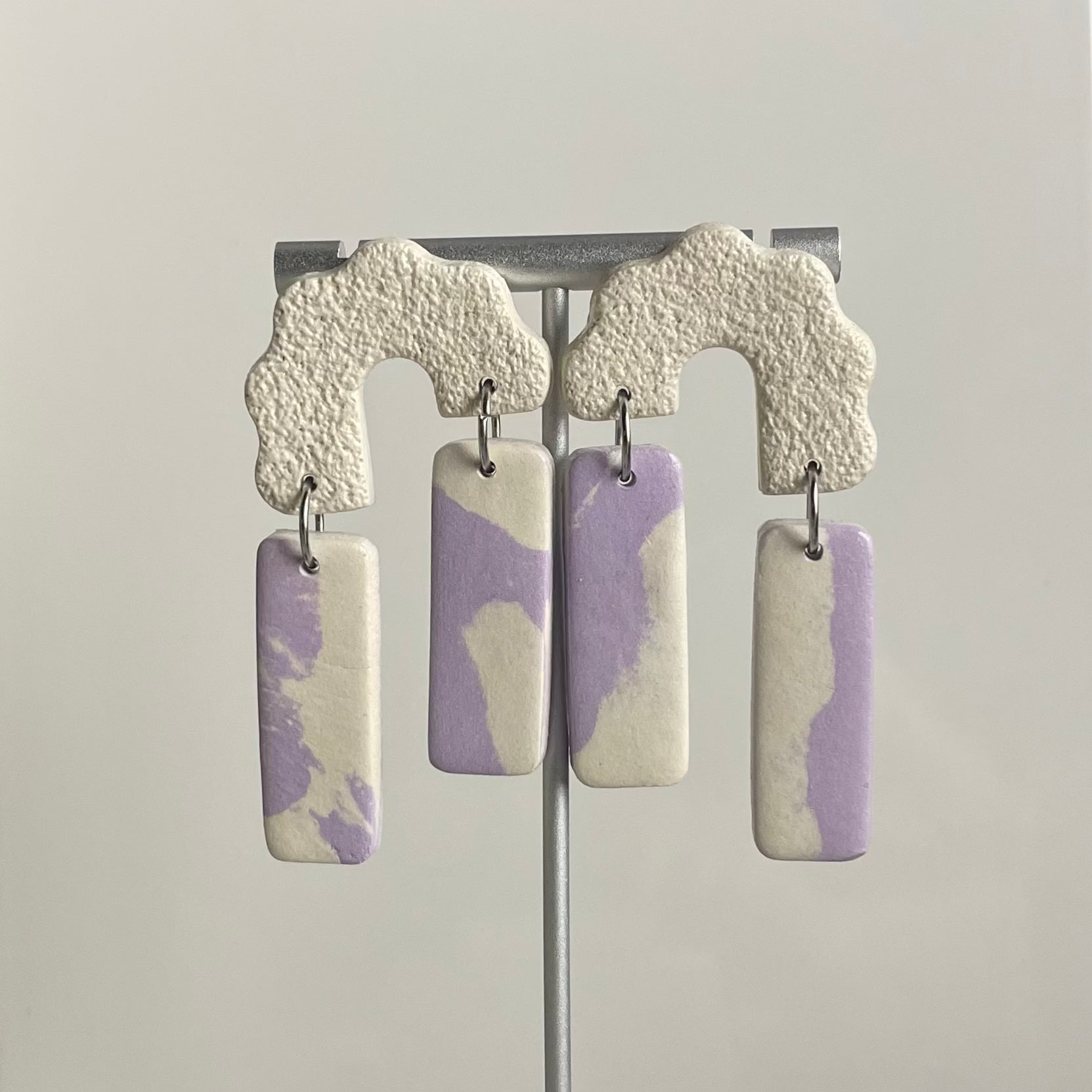 Boucles d'oreilles | Billie | Blanc ivoire et Lavande