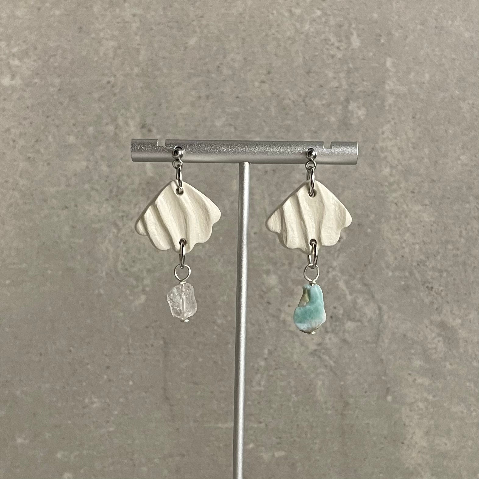 Boucles d'oreilles | Emma | Blanc Ivoire et Pierres
