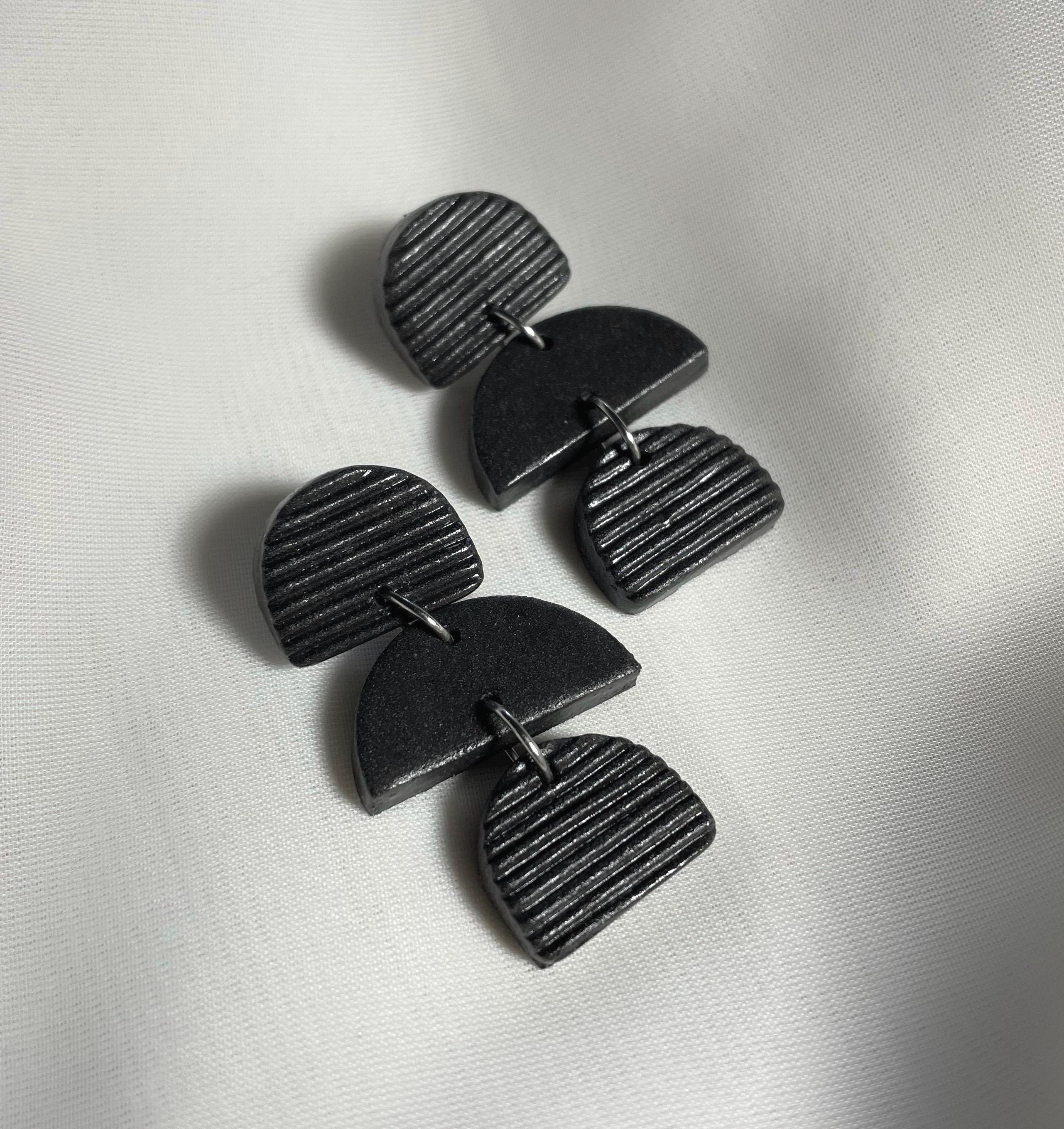 Boucles d'oreilles | Lune | Noir